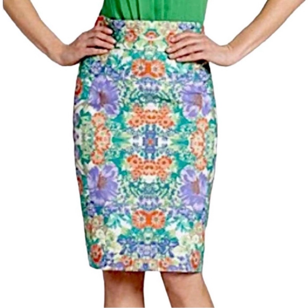 ANTONIO MELANI Spring Floral Pencil Skirt Purple, Orange & Green Size 12 / Large